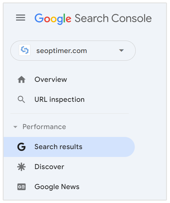 resultados de búsqueda de google search console